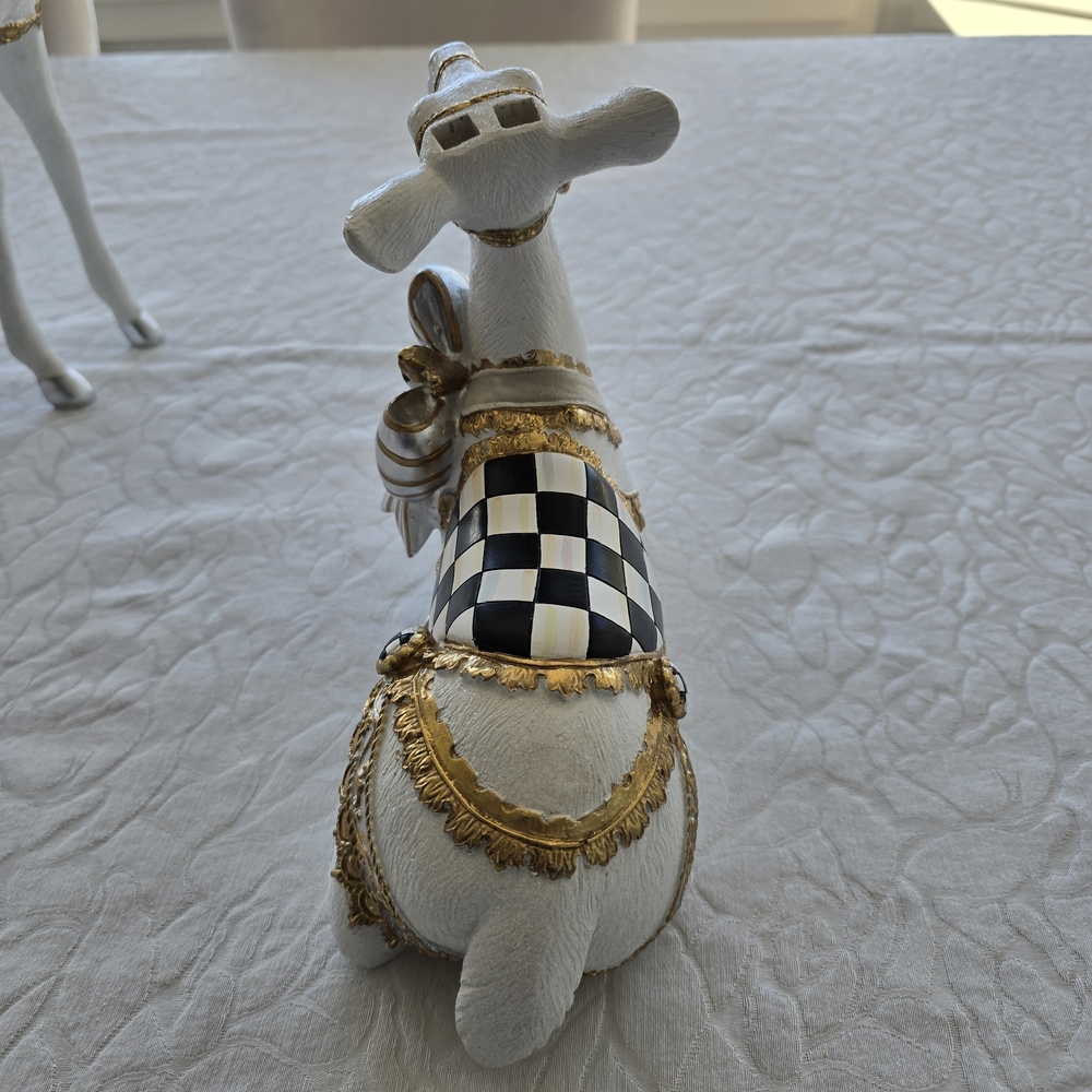 Set of Mckenzie Childs Courtly Check White Bow Deer. Holiday Gorgeous! - Picture 9 of 16